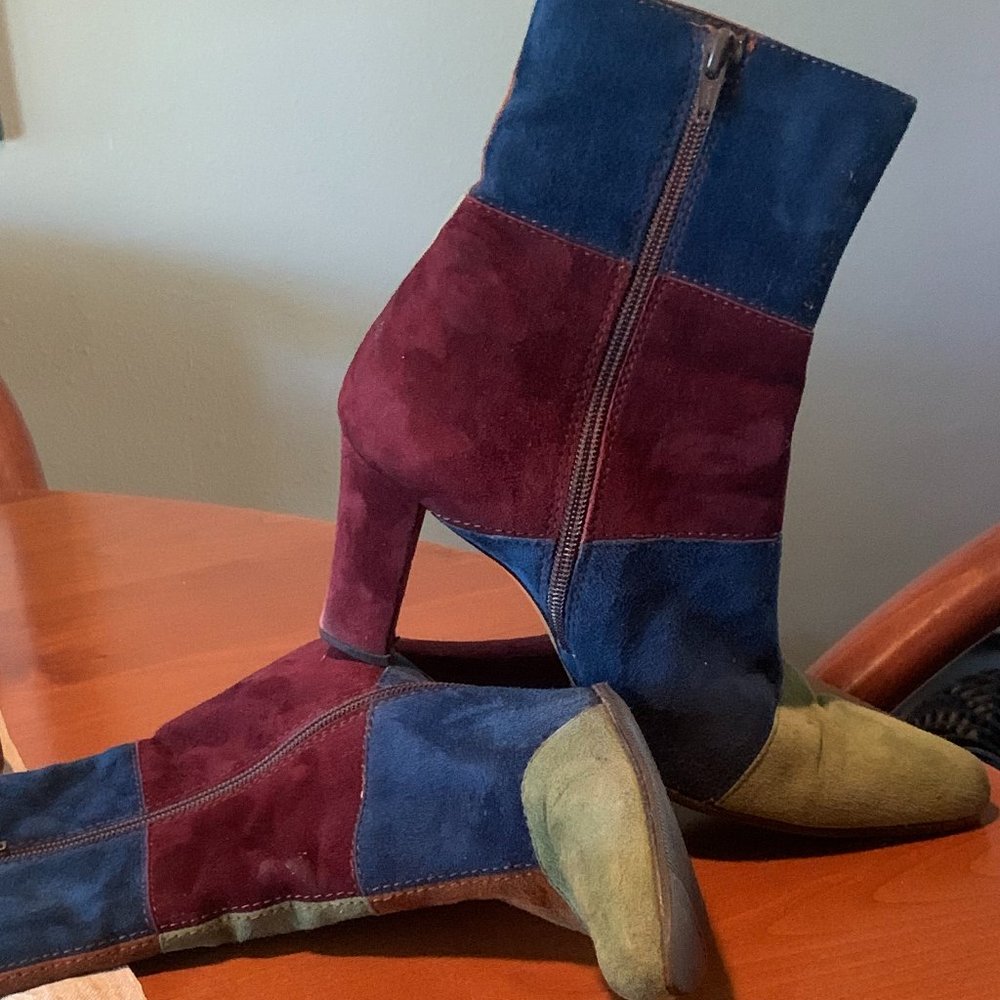 Suede patchwork Todd Oldham ankle boots